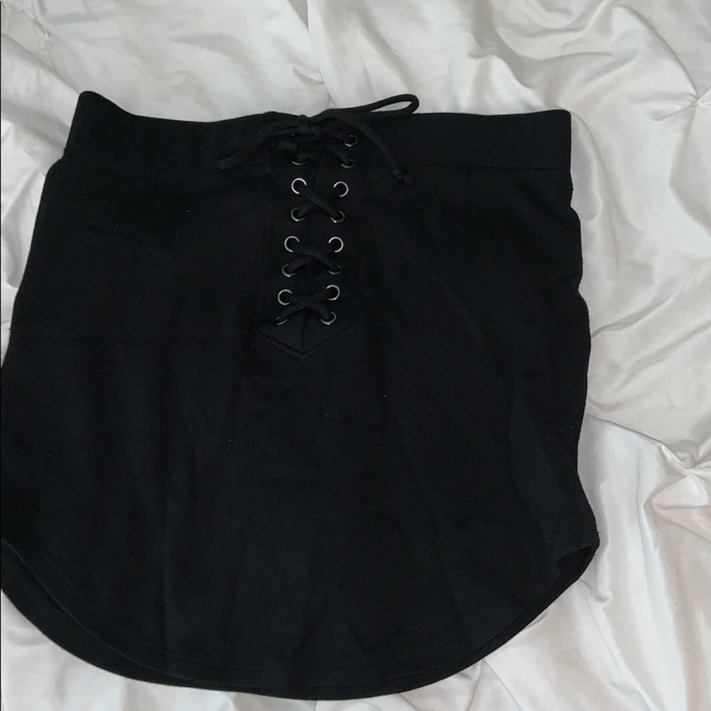 Black “corset” mini skirt